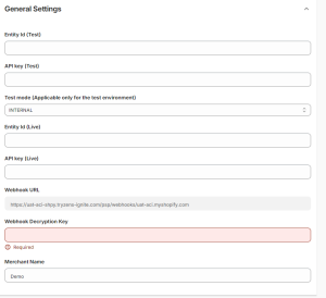 Shopify (PayUnity.Flex): General Setting